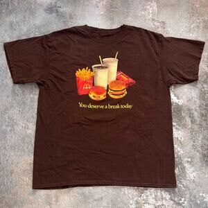 Cactus Jack Mcdonalds You Deserve A Break Today Brown T Shirt. Size XXL.